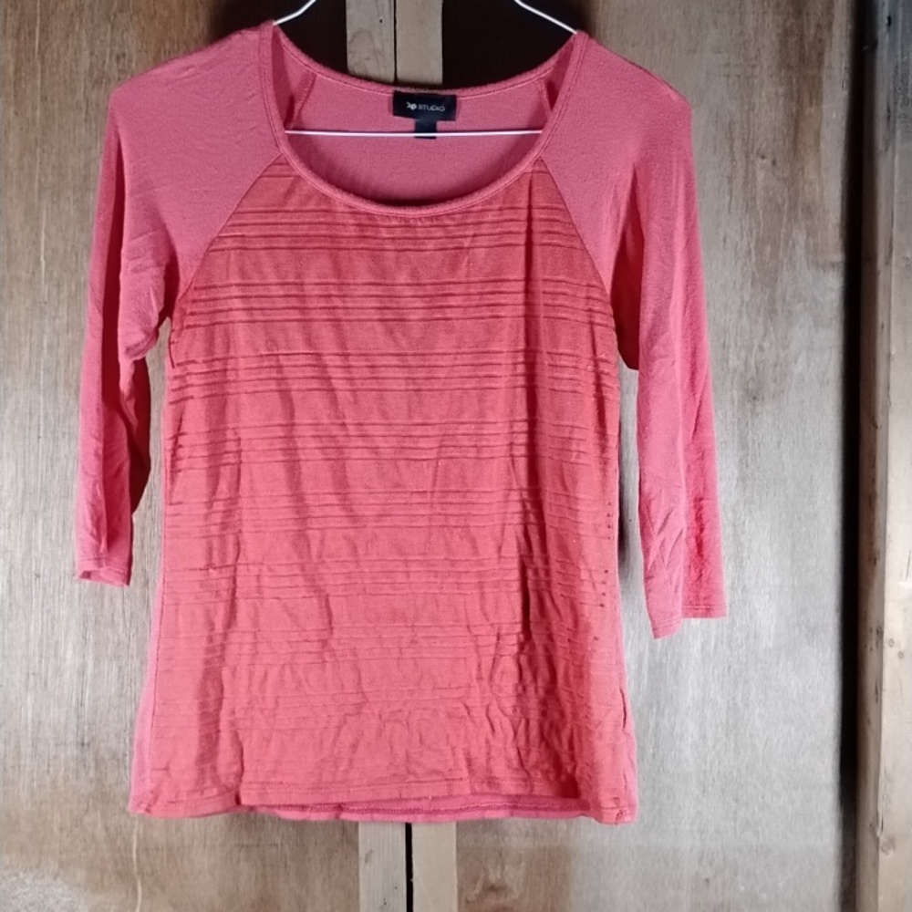 AB Studio Women's Size Medium 3/4 Sleeve Coral Top